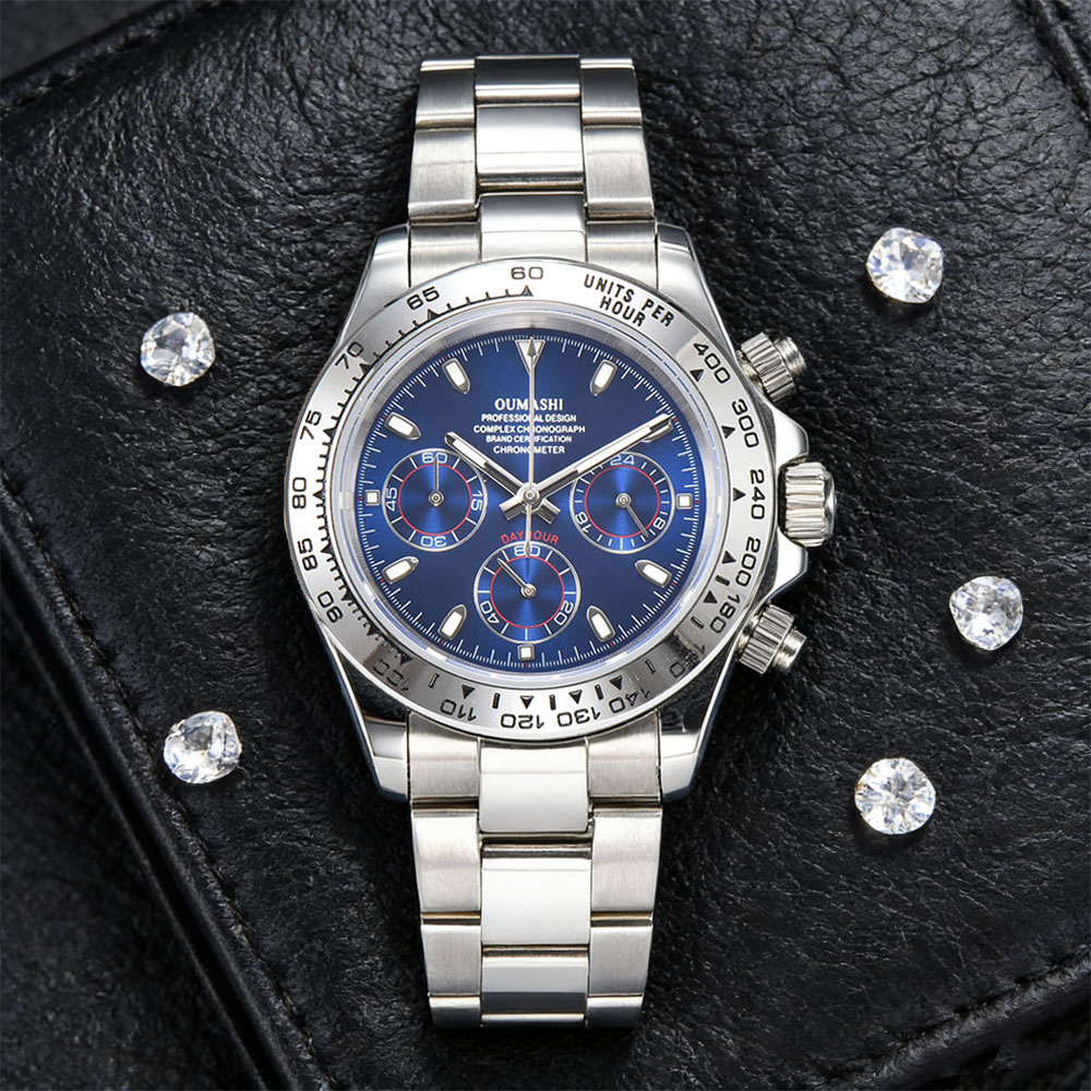 Glass Bed - 39mm Silver Watch VK63 Movement sapphire