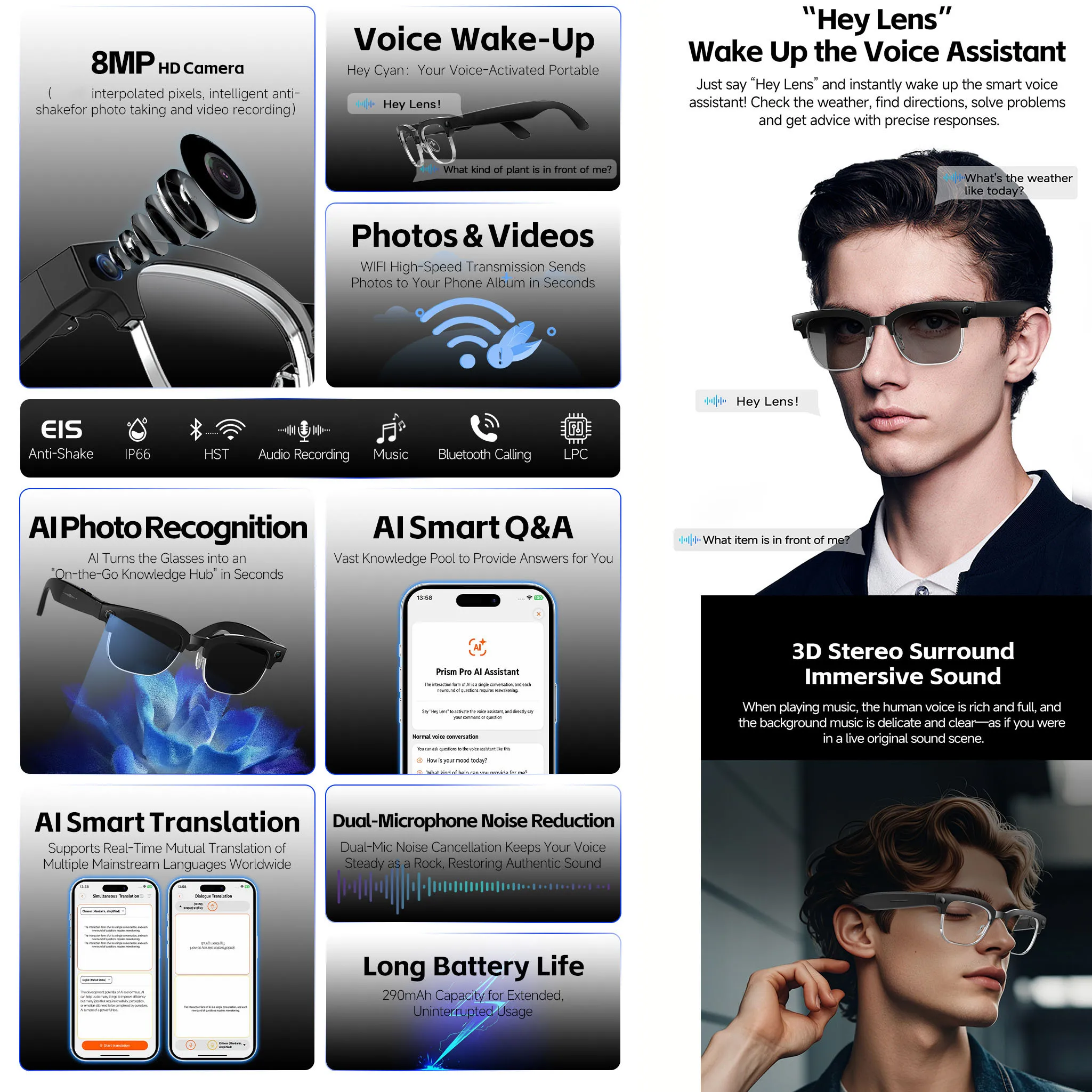 AI Smart Glasses with Voice Wa - Bltouch ulasan dan harga