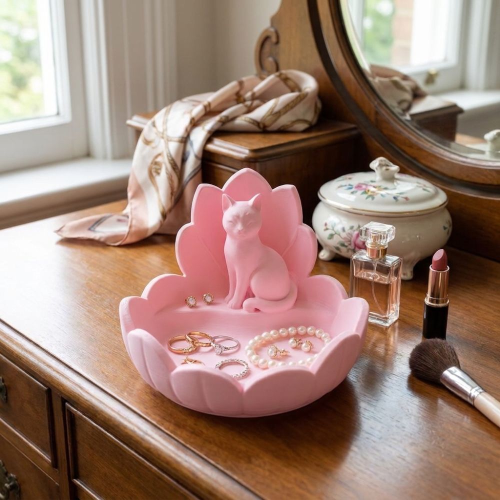 Cute Lotus Cat Jewelry Storage - 3D Printer Stand ulasan dan harga